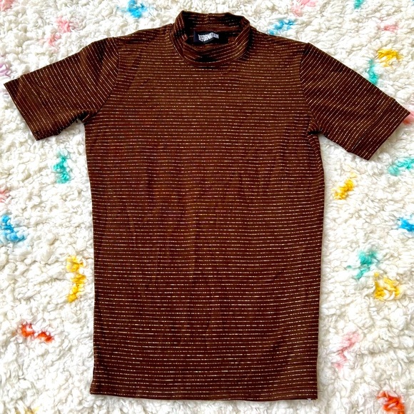 Reformation Tops - Reformation Brown Striped Short Sleeve Tee